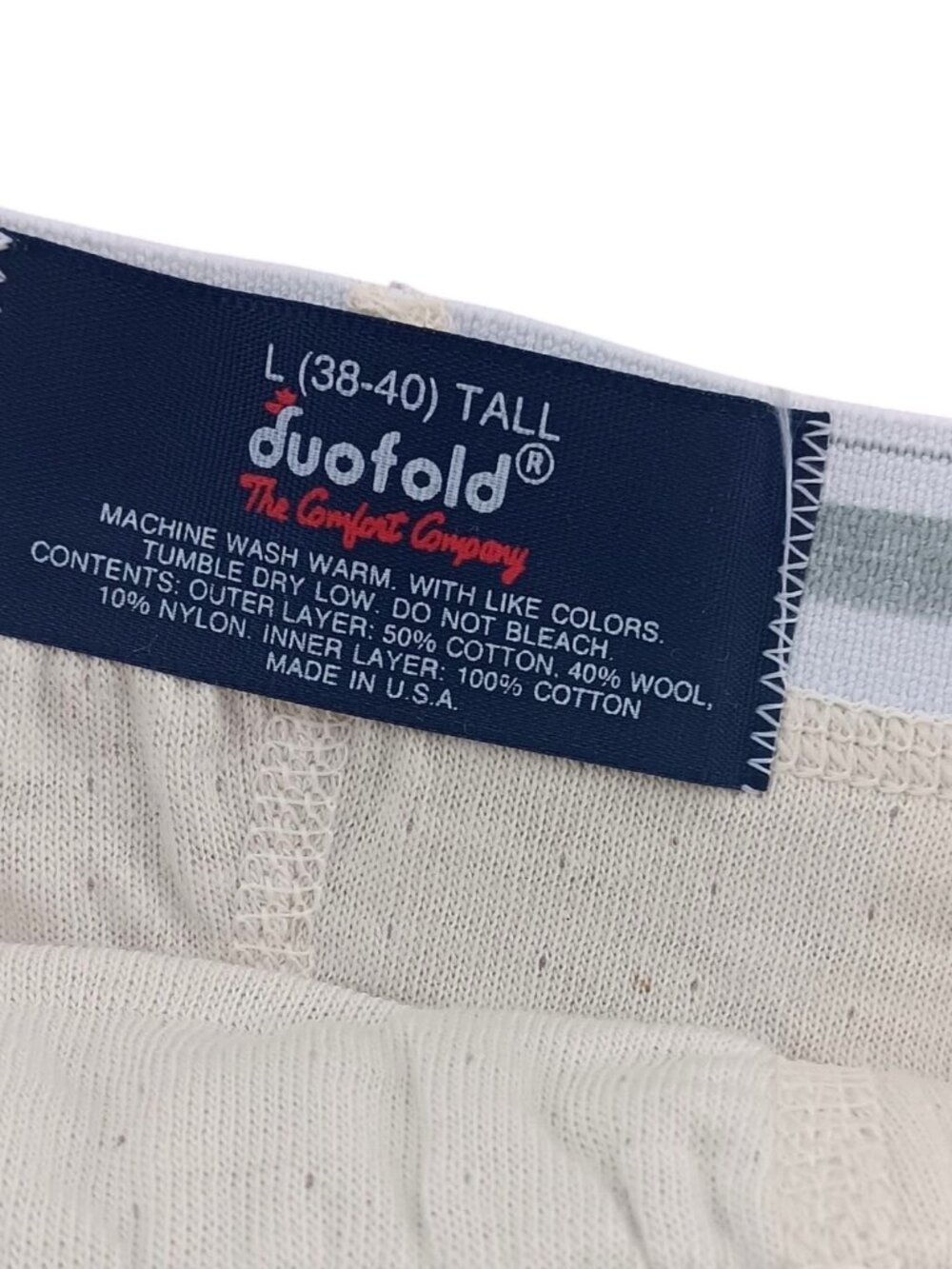 New True Vintage Duofold Thermal Long Johns Large L 38-40 Tall Wool Cotton USA